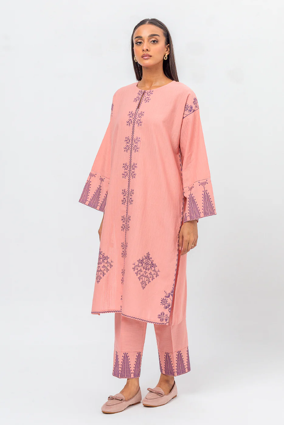 2 PIECE EMBROIDERED SLUB KHADDAR SUIT (PRET) - Image 3