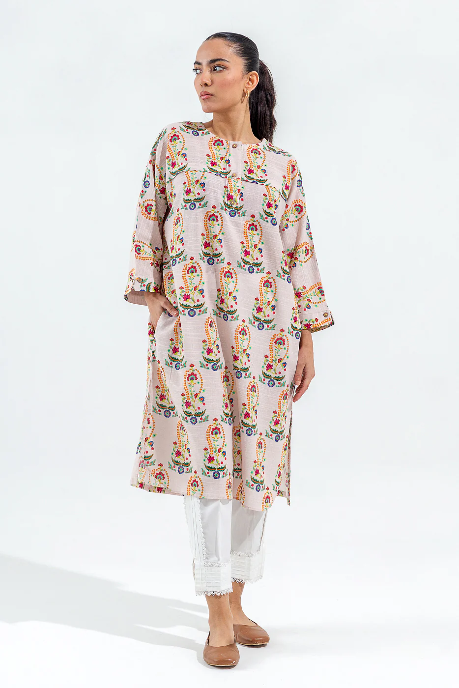PRINTED SLUB KHADDAR SHIRT (PRET) - Image 3
