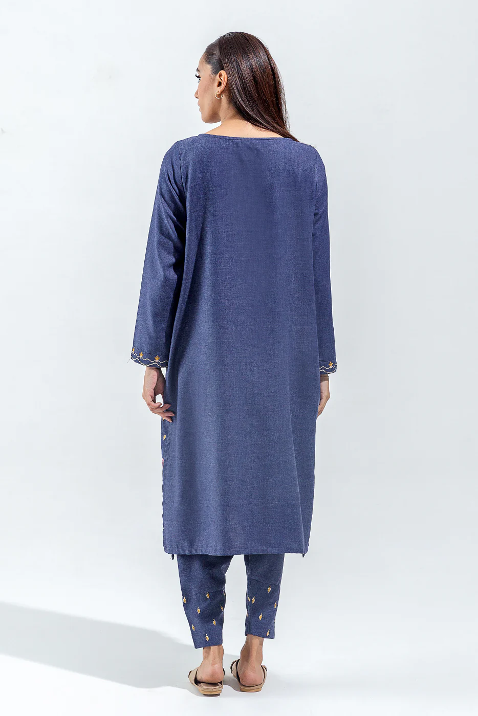 2 PIECE EMBROIDERED TWILL SUIT (PRET) - Image 3