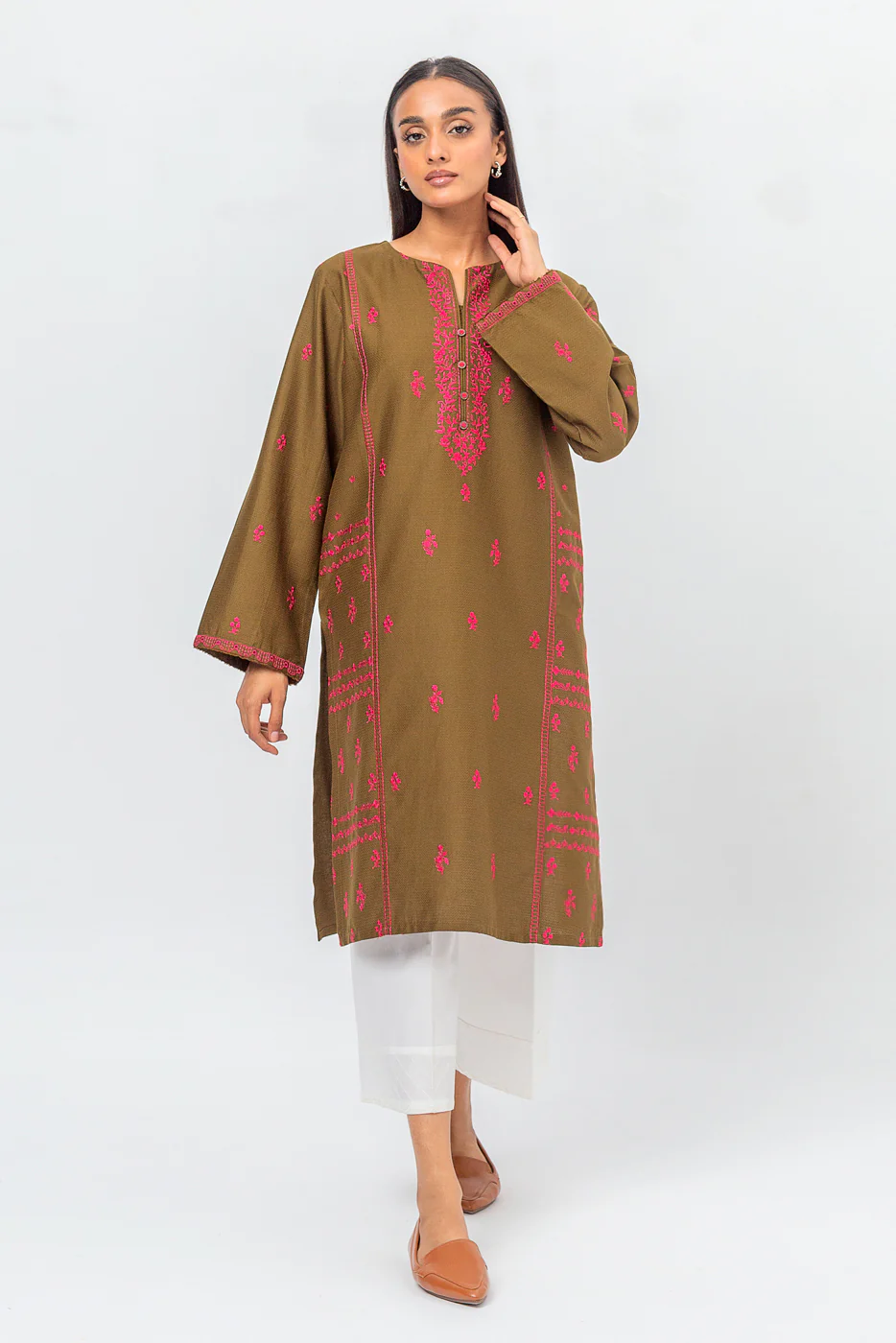 EMBROIDERED DOBBY SHIRT (PRET) - Image 2