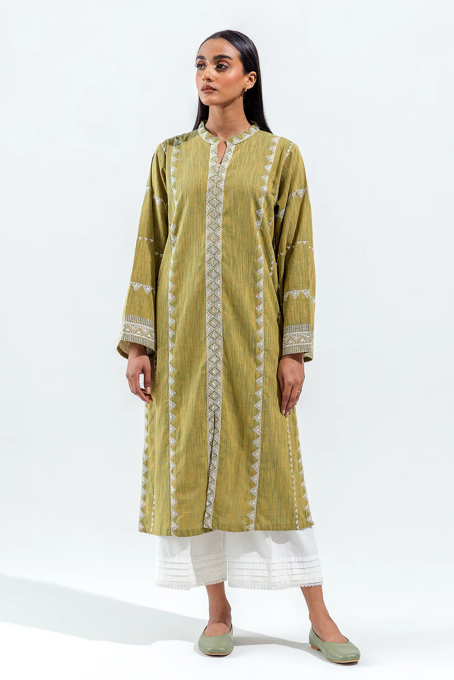 EMBROIDERED YARN DYED SHIRT (PRET) - Image 2