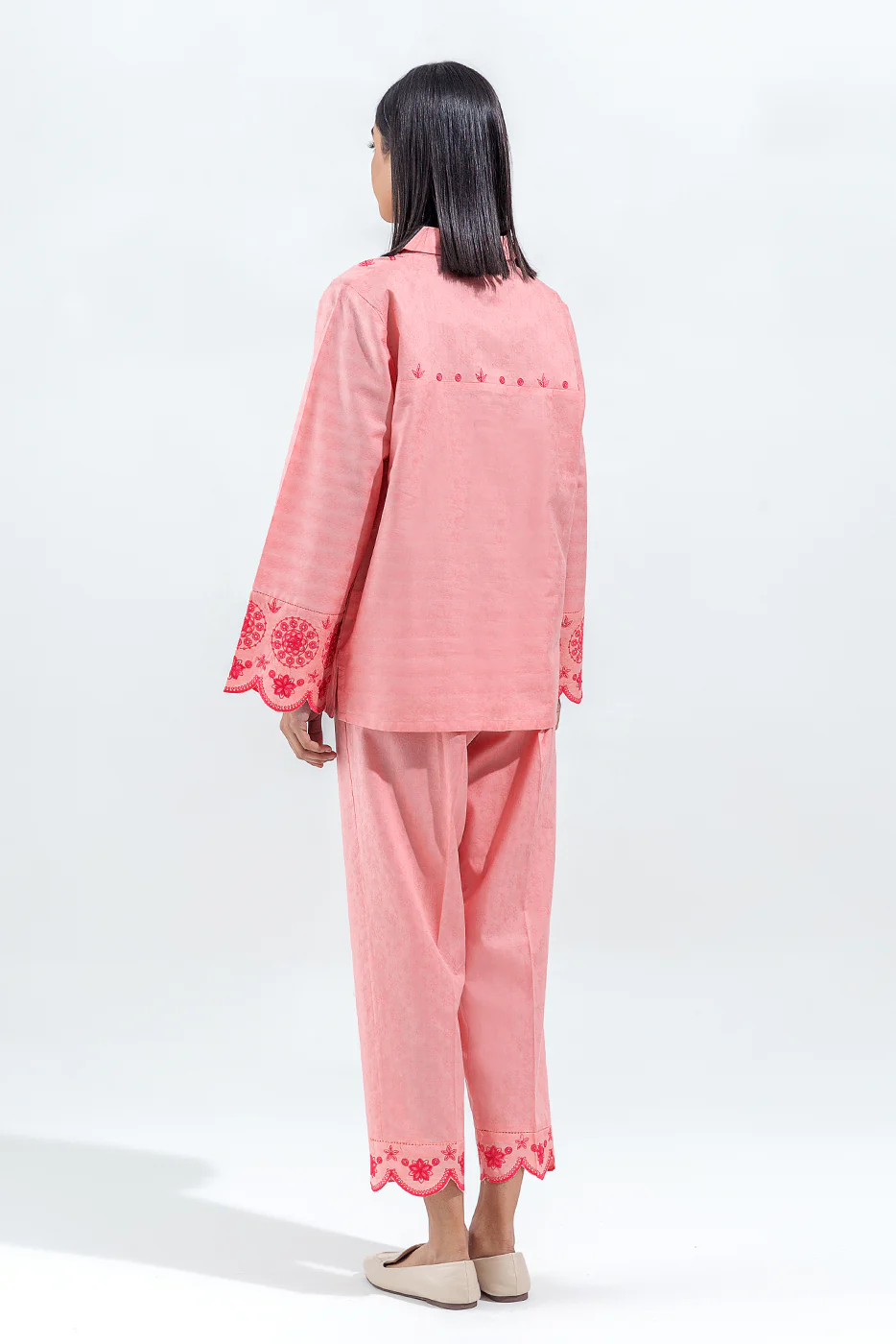 2 PIECE EMBROIDERED SELF JACQUARD SUIT(PRET) - Image 2