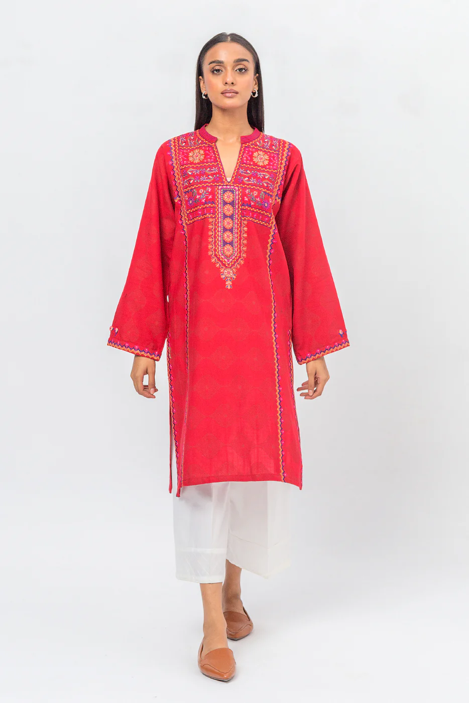 EMBROIDERED EXTRA JACQUARD SHIRT (PRET) - Image 2