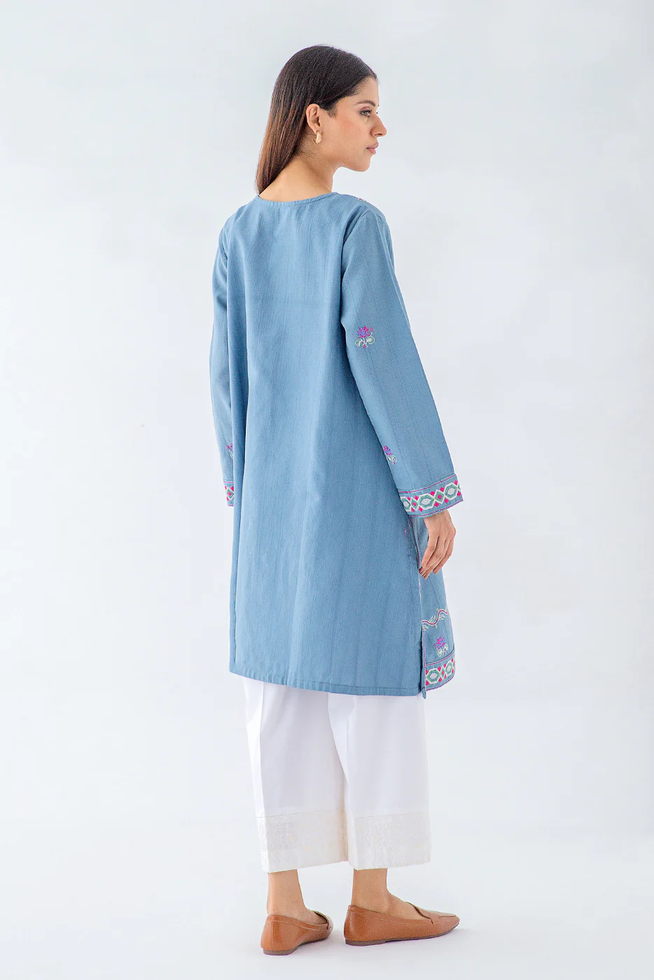 EMBROIDERED KHADDAR JACQUARD SHIRT (PRET) - Image 2