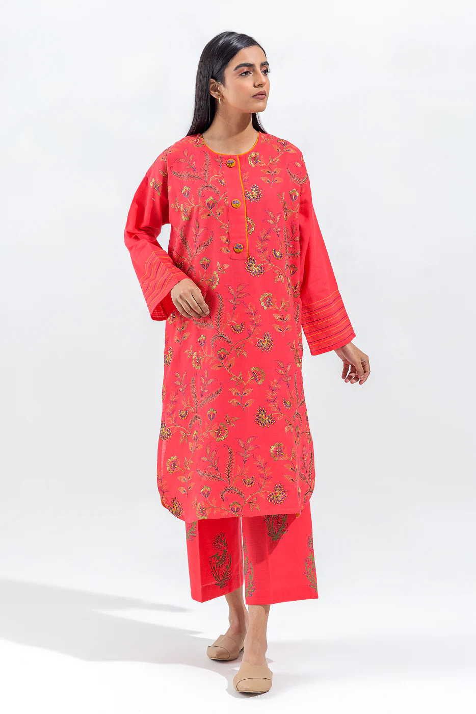 2 PIECE EMBROIDERED SLUB KHADDAR SHIRT(PRET) - Image 4