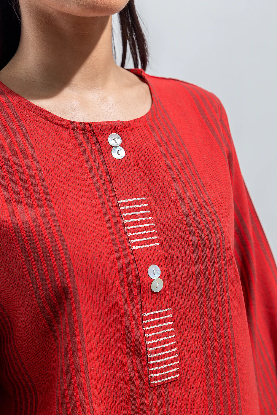 EMBROIDERED YARN DYED SHIRT (PRET) - Image 3
