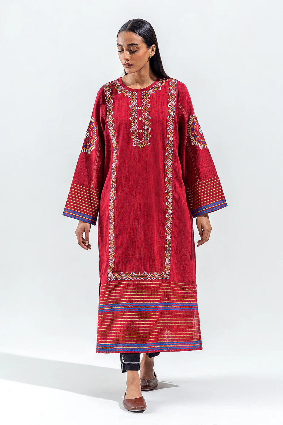 EMBROIDERED YARN DYED SHIRT (PRET) - Image 2