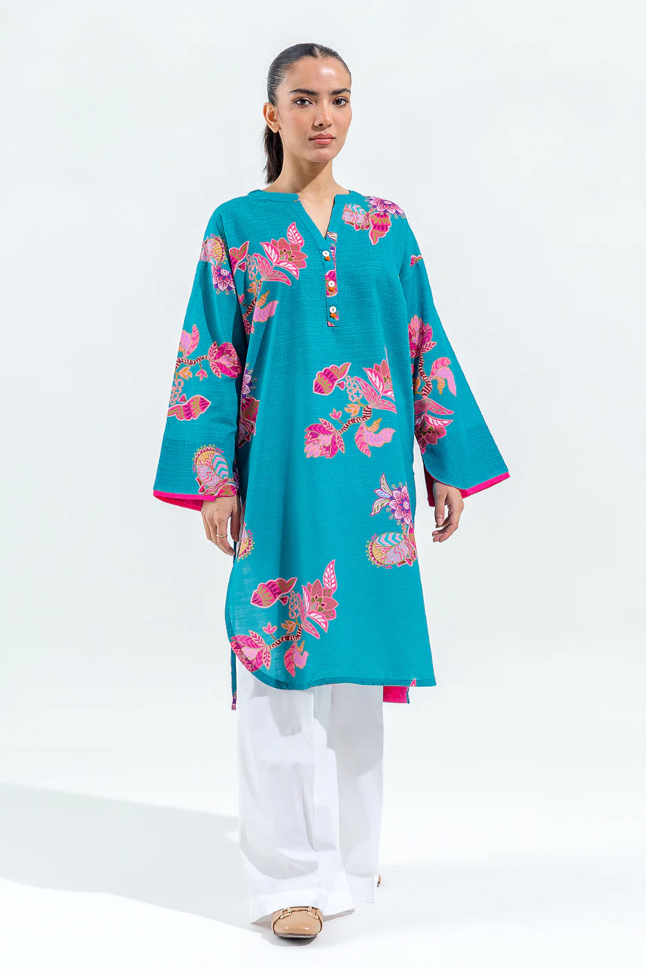 PRINTED SLUB KHADDAR SHIRT (PRET) - Image 3