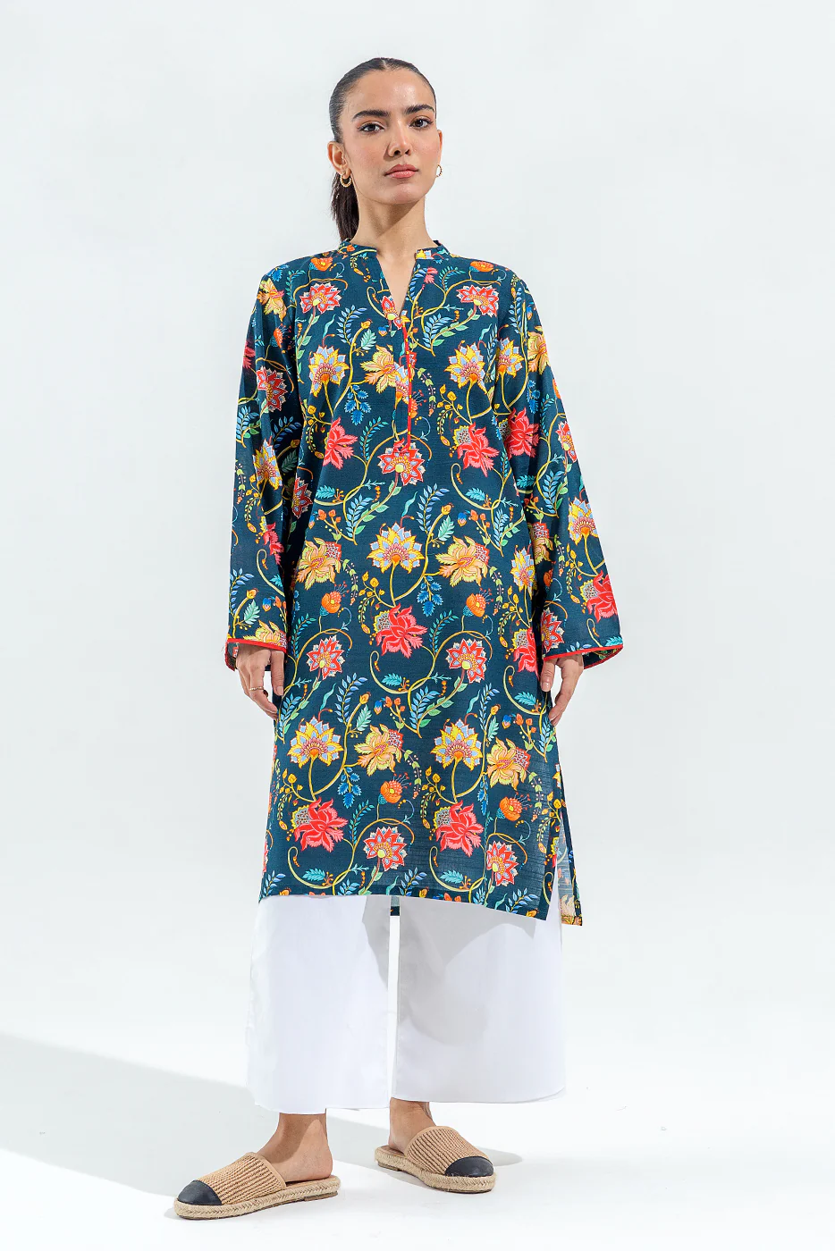 PRINTED SLUB KHADDAR SHIRT (PRET) - Image 2