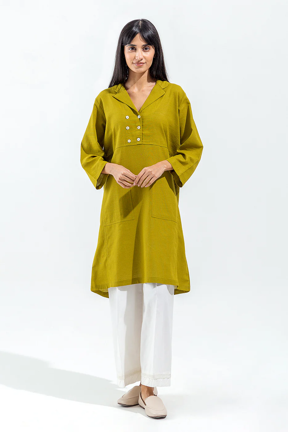 BASIC SLUB KHADDAR SHIRT (PRET) - Image 2