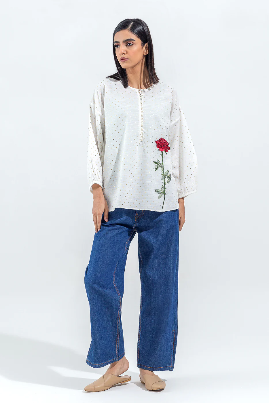 EMBROIDERED SLUB KHADDAR SHIRT(PRET) - Image 2