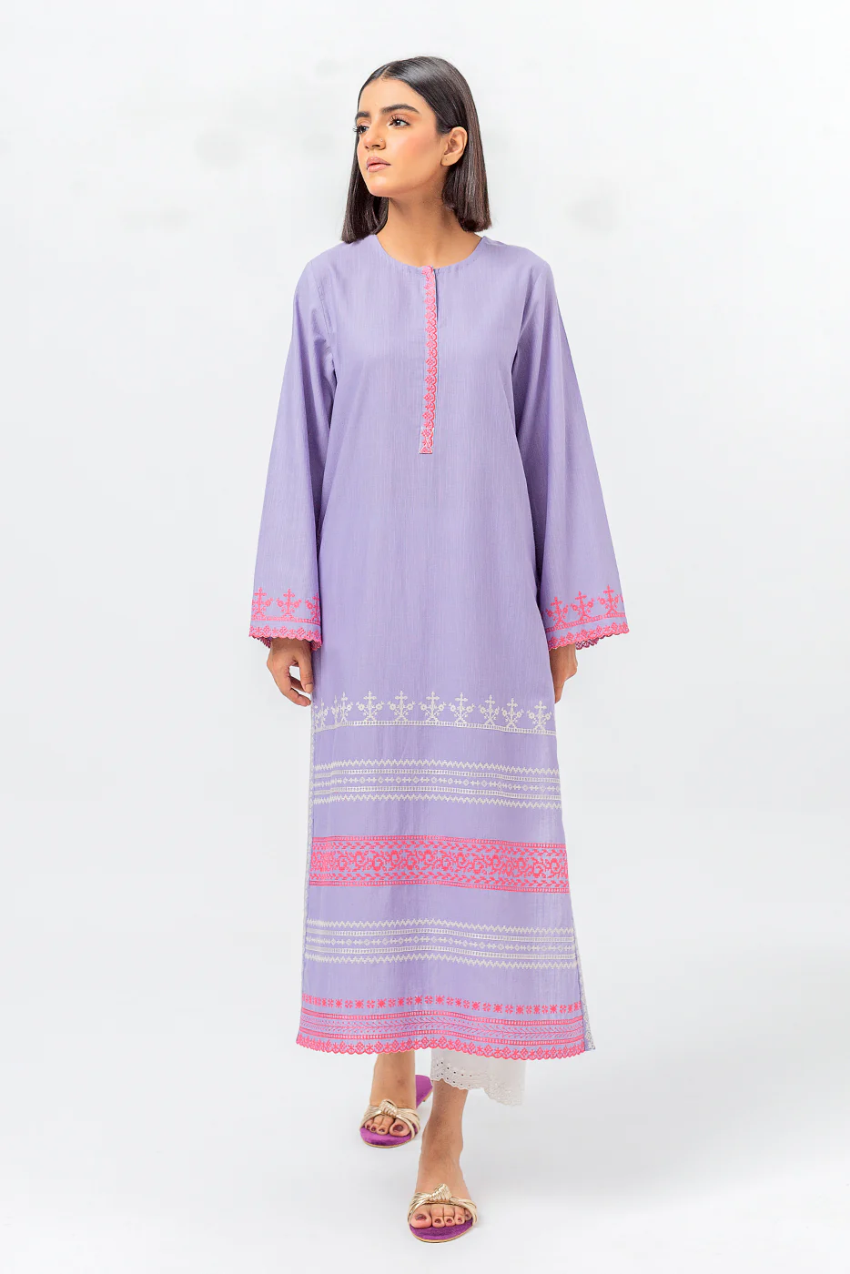 EMBROIDERED SLUB KHADDAR SHIRT (PRET) - Image 2
