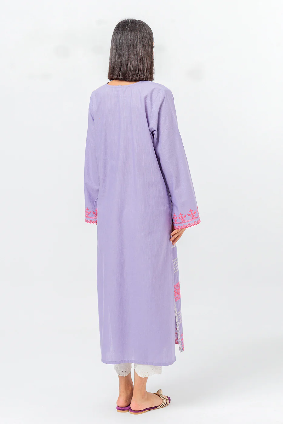 EMBROIDERED SLUB KHADDAR SHIRT (PRET) - Image 3