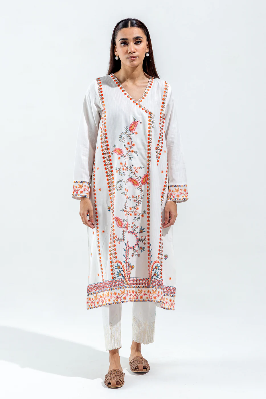 EMBROIDERED SLUB KHADDAR SHIRT (PRET) - Image 2