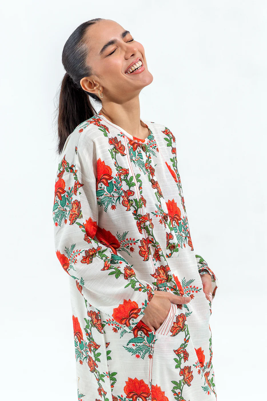 PRINTED SLUB KHADDAR SHIRT (PRET) - Image 2