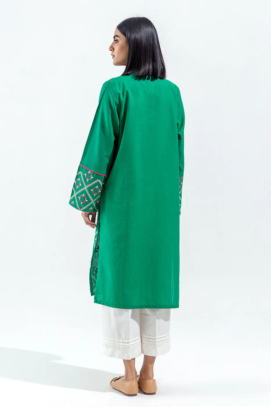EMBROIDERED SLUB KHADDAR SHIRT (PRET) - Image 3