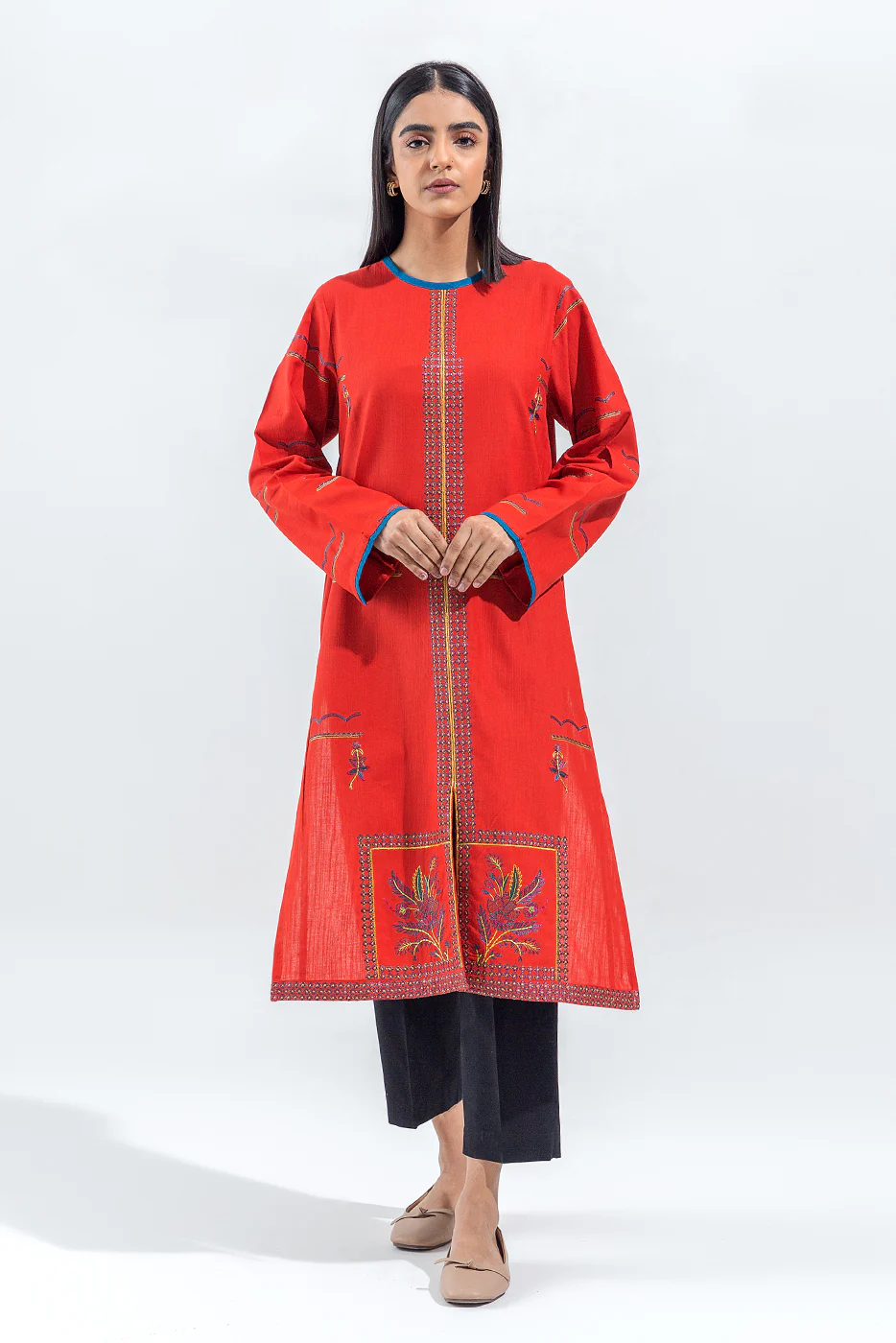 EMBROIDERED SLUB KHADDAR SHIRT(PRET) - Image 2
