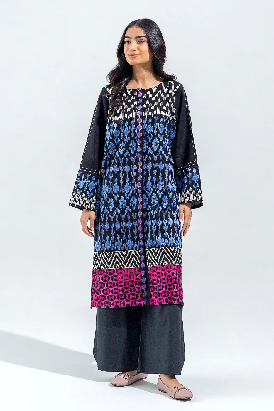 EMBROIDERED SLUB KHADDAR SHIRT (PRET) - Image 2