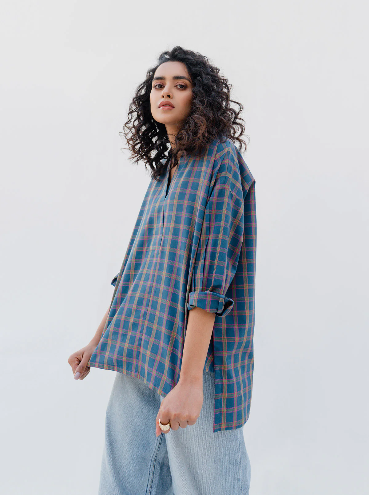 BLUE MULTI CHECK SHIRT - Image 4