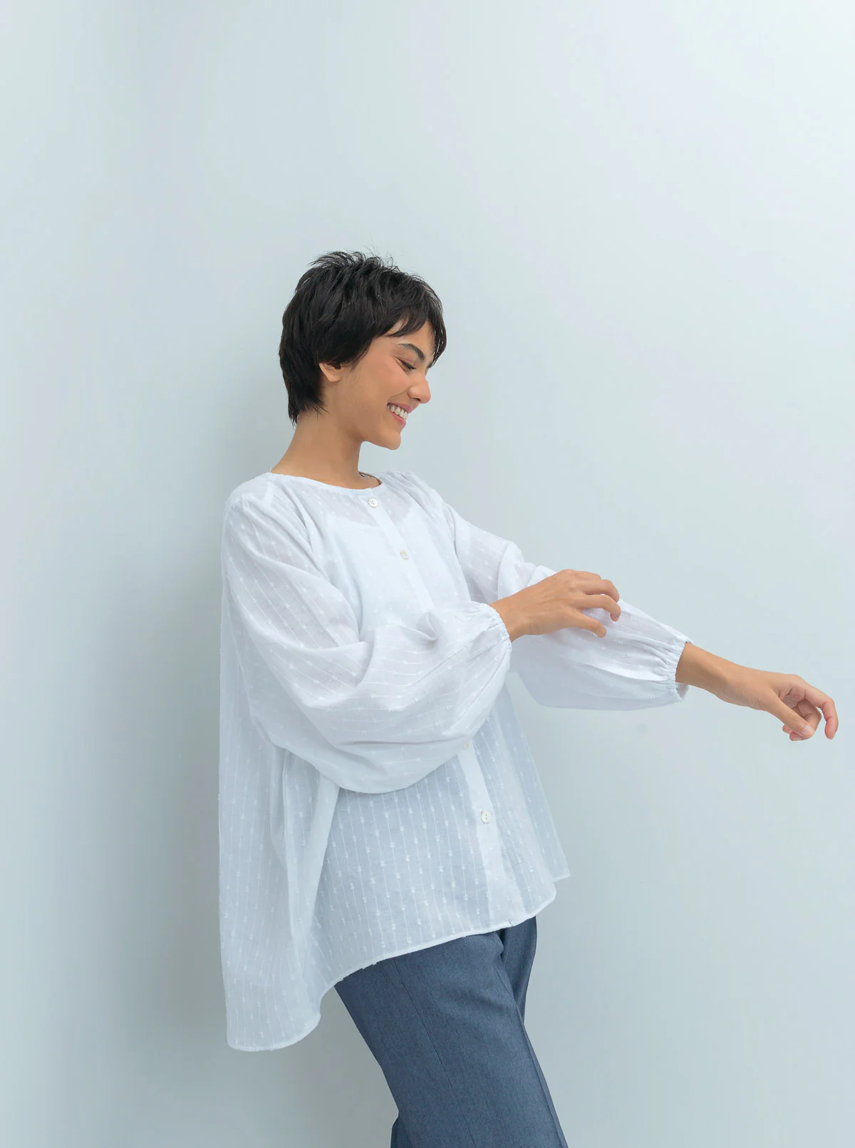 WHITE TEXTURED PLACKET SHIRT - Image 4