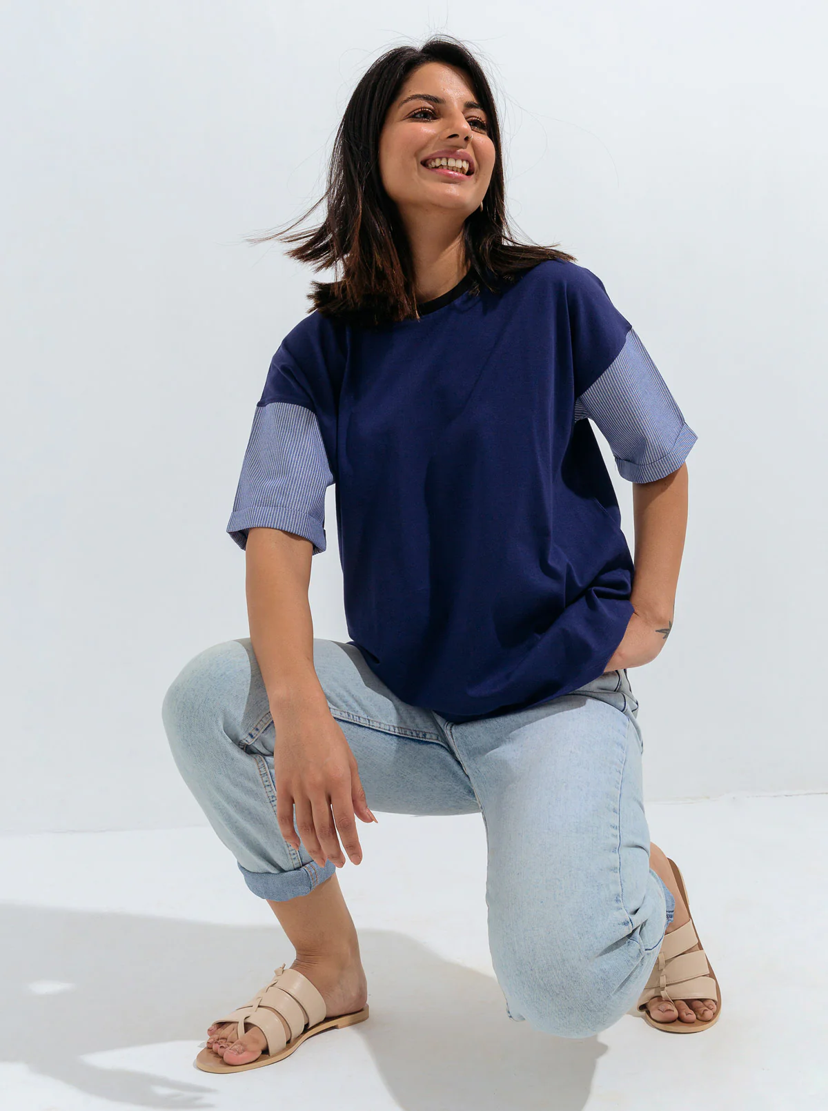 DENIM SLEEVE T-SHIRT - Image 2
