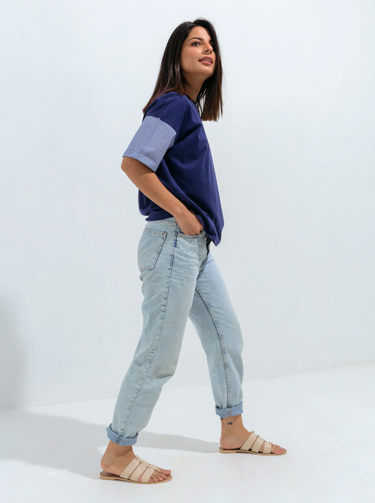 DENIM SLEEVE T-SHIRT - Image 4