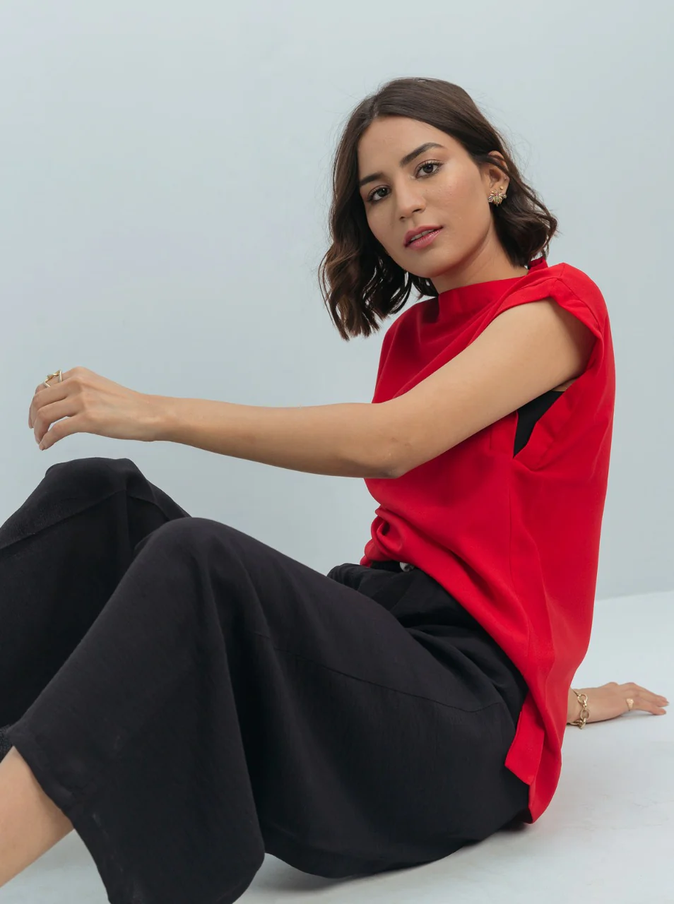 RED RIB INSERT TOP