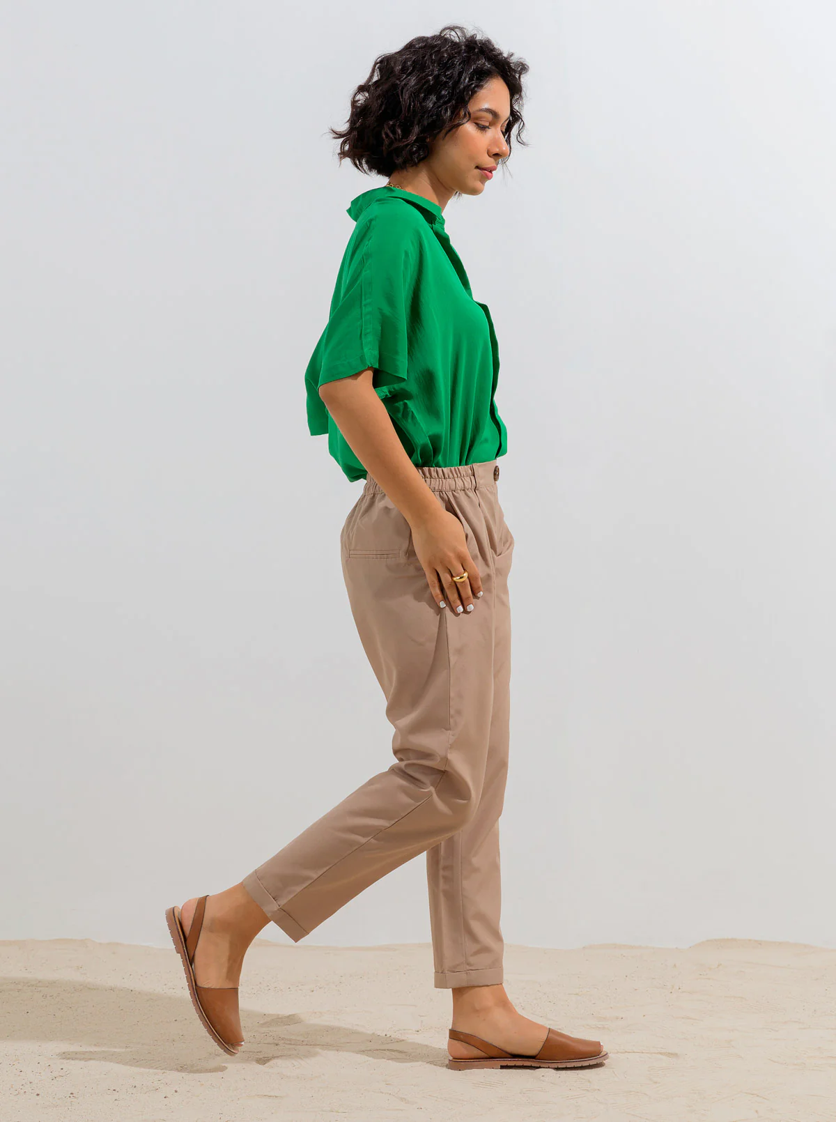 BEIGE CUFFED PANTS - Image 3