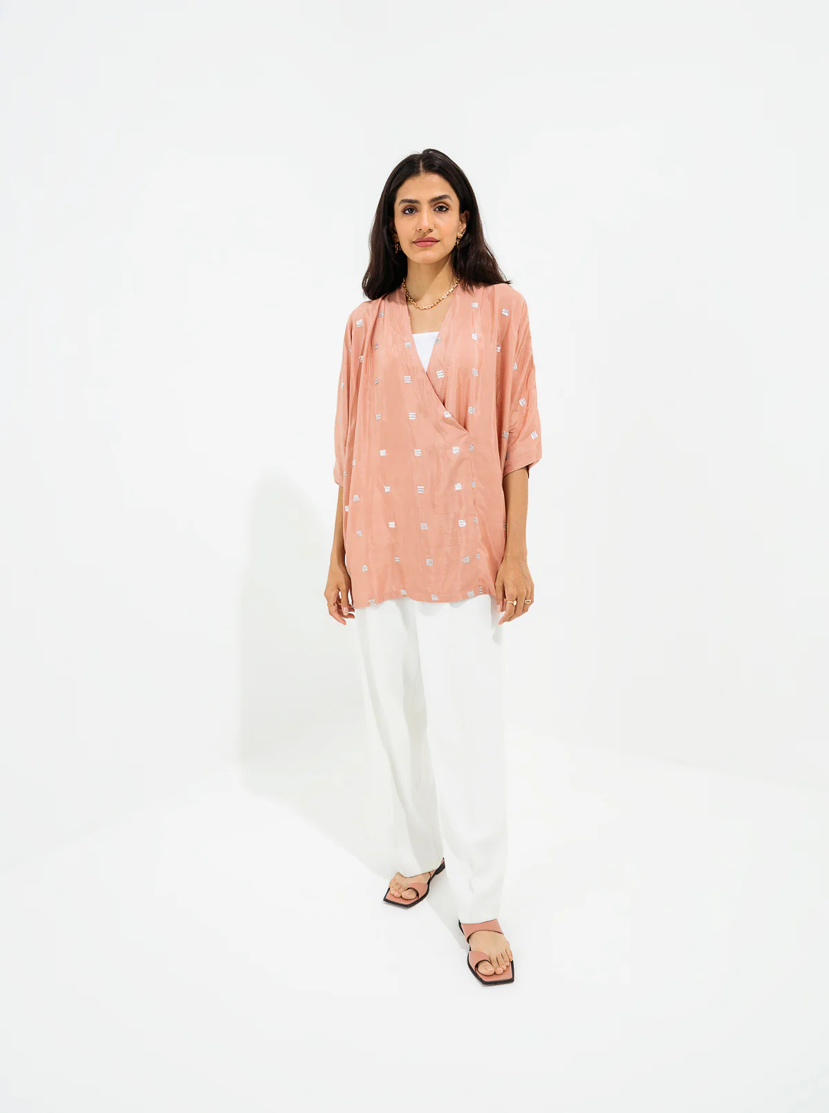 Mink Sequin Wrap Around Silk Top - Image 4
