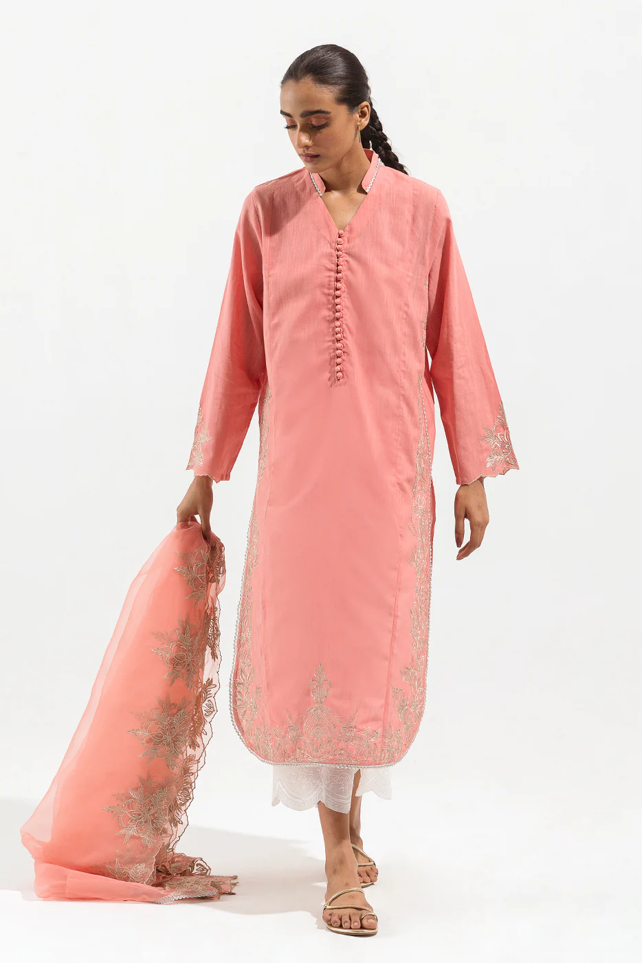 EMBROIDERED SLUB LAWN SHIRT (LUXURY PRET) - Image 2