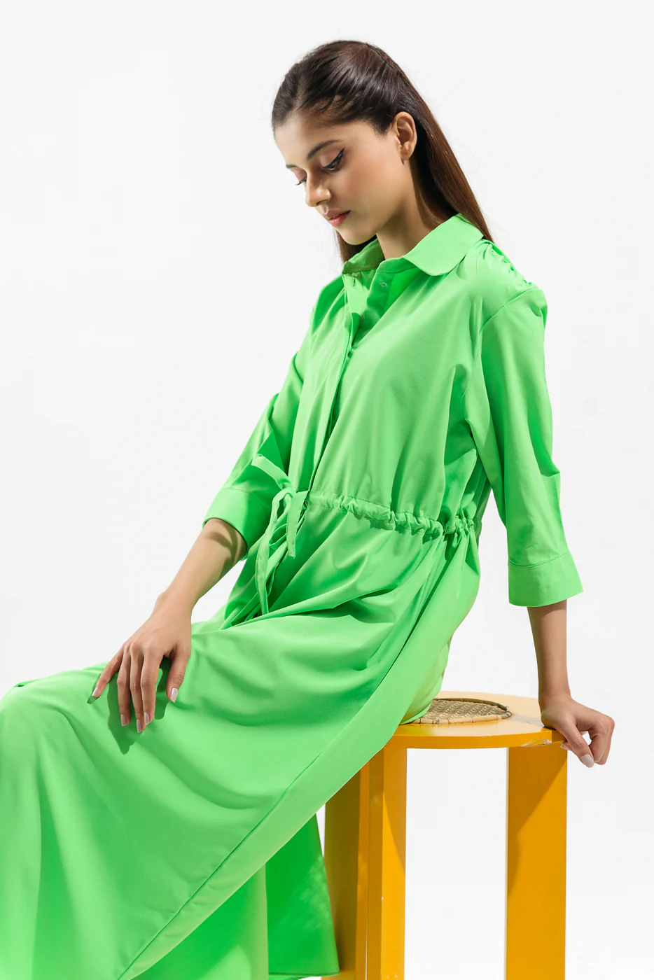LIGHT GREEN TUNNEL BELT DRESS - Image 2
