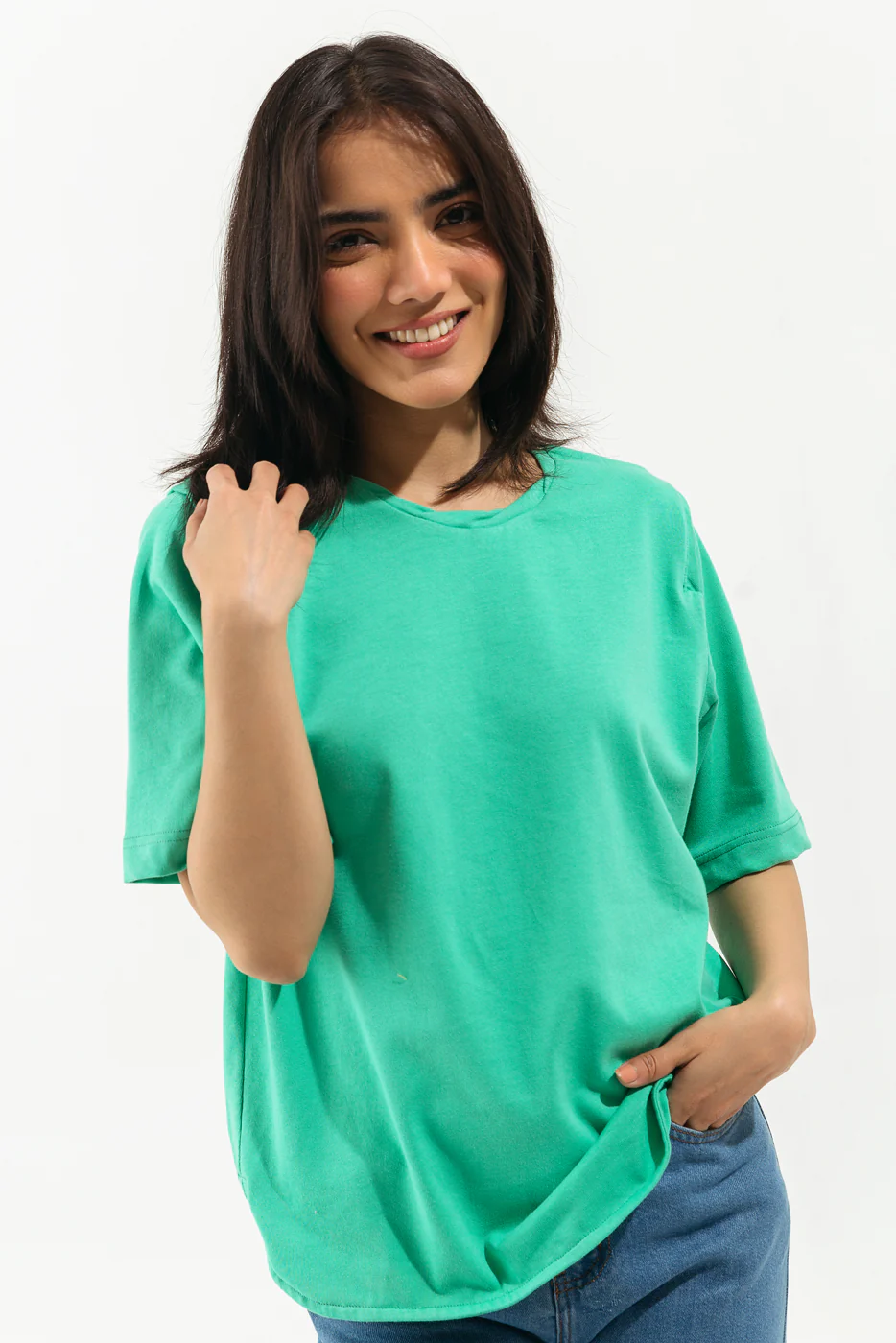 SEA GREEN ROUND NECK T-SHIRT - Image 2