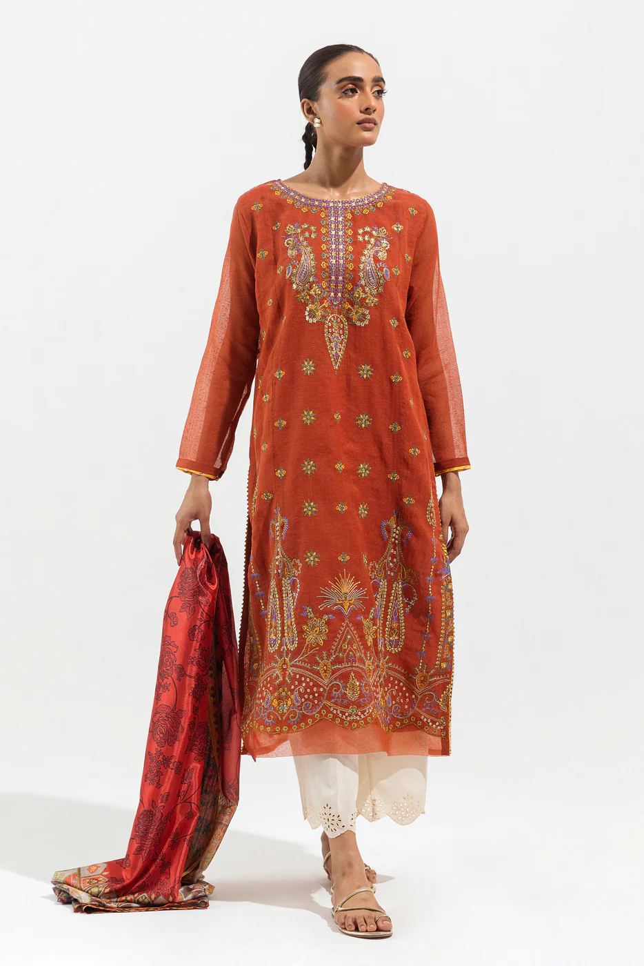 2 PIECE EMBROIDERED MULTI NEPS SUIT (LUXURY PRET) - Image 2
