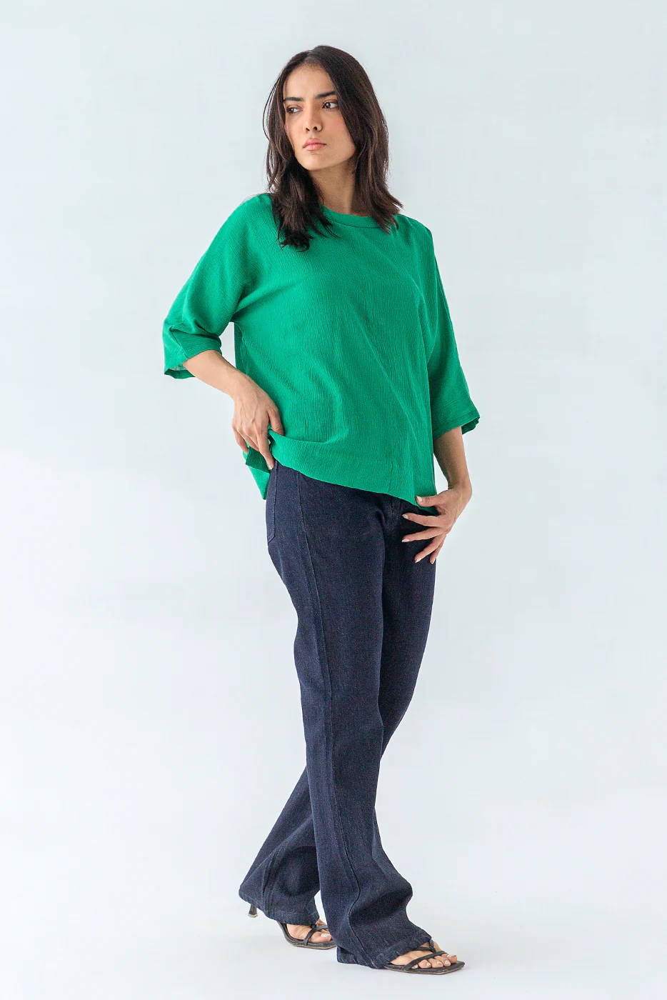 GREEN CREW NECK TOP - Image 3