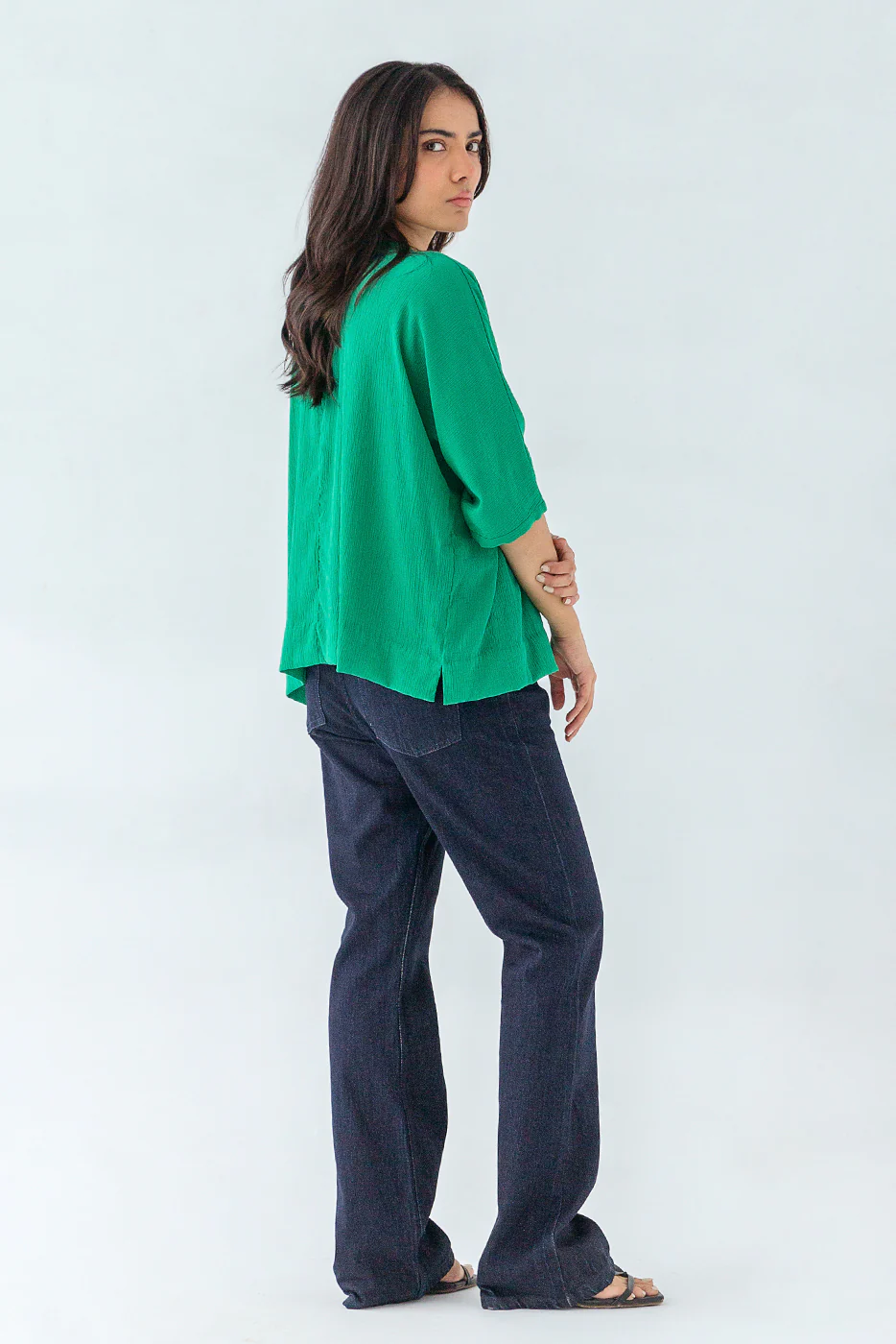 GREEN CREW NECK TOP - Image 4