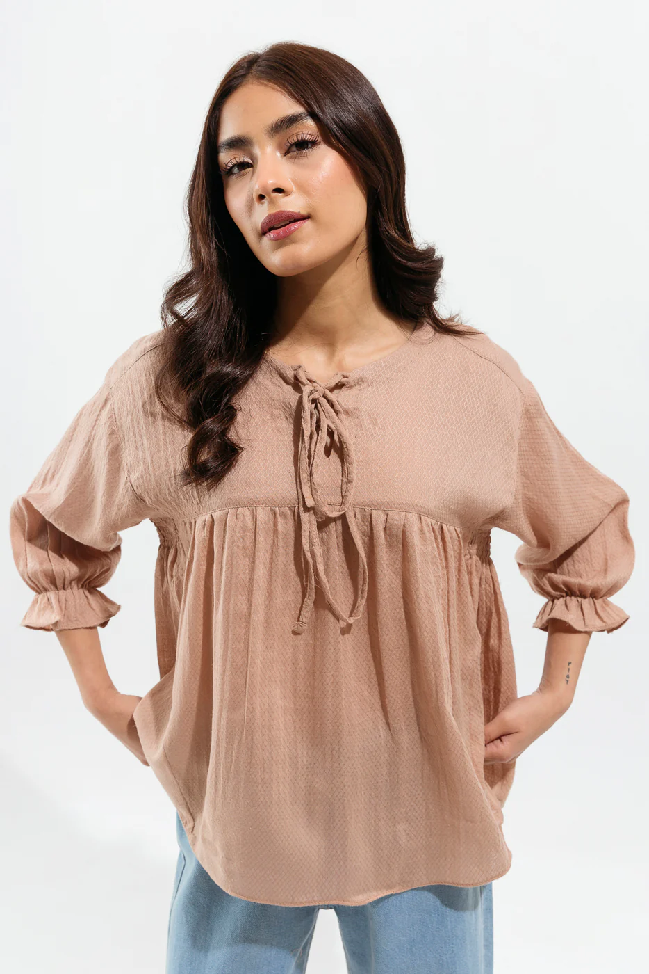 NUDE PINK TEXTURED TOP - Image 3