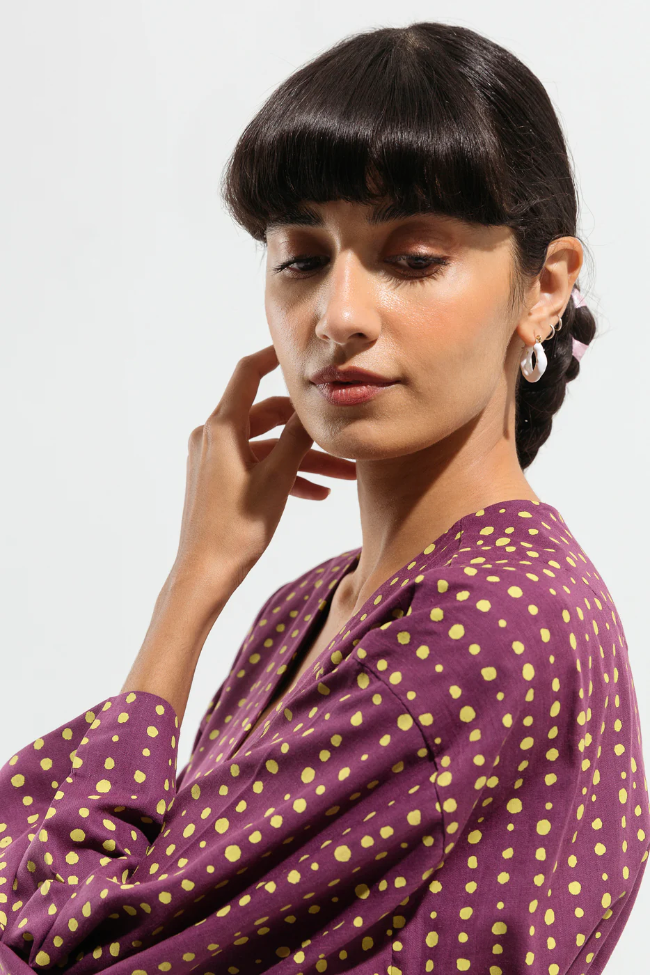 HAND SCREEN PRINTED PURPLE KIMONO - Image 3