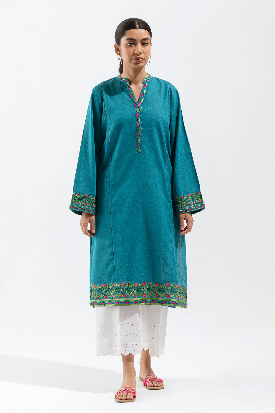 EMBROIDERED TEXTURED SHIRT (PRET) - Image 2