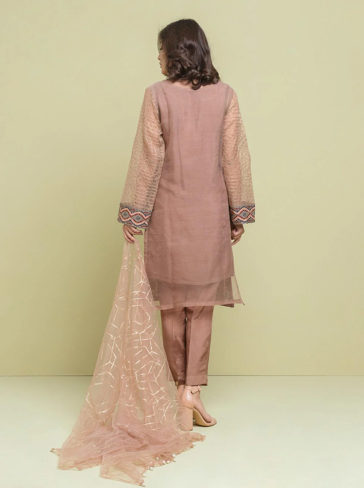 Embroidered Shirt With Dupatta - Image 3