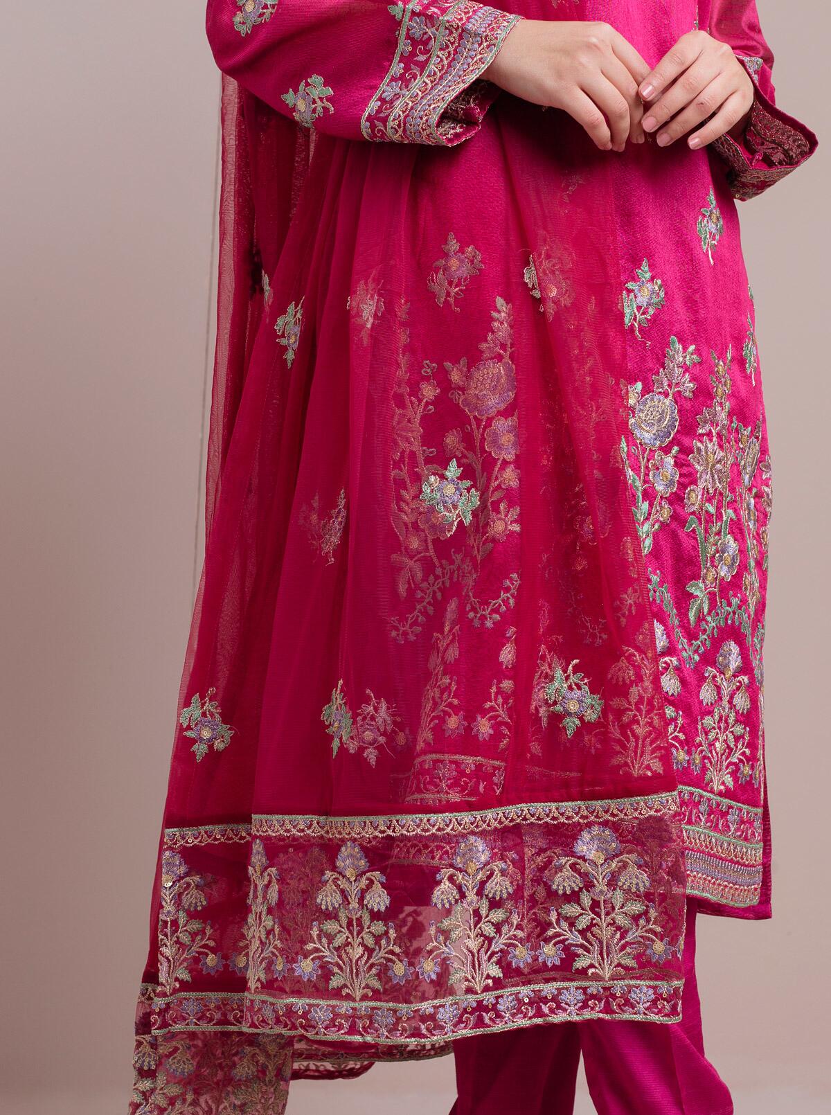 Embroidered Shirt With Dupatta - Image 4