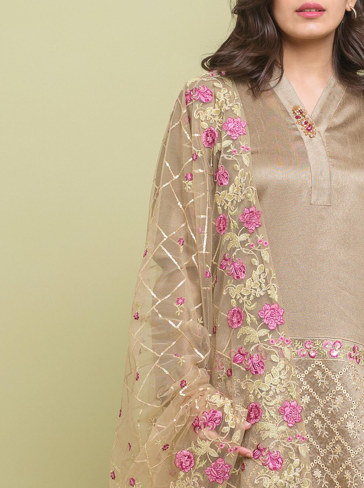 Embroidered Shirt With Dupatta - Image 2