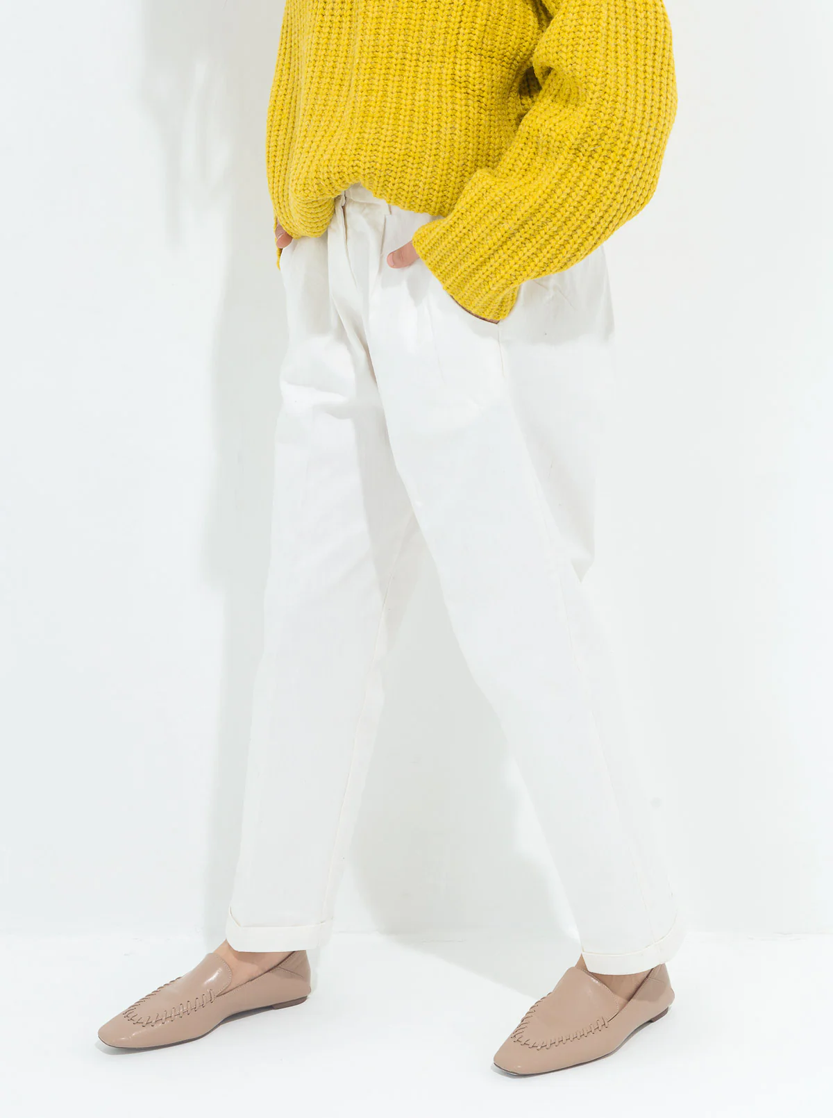WHITE DENIM TWILL PANTS - Image 2