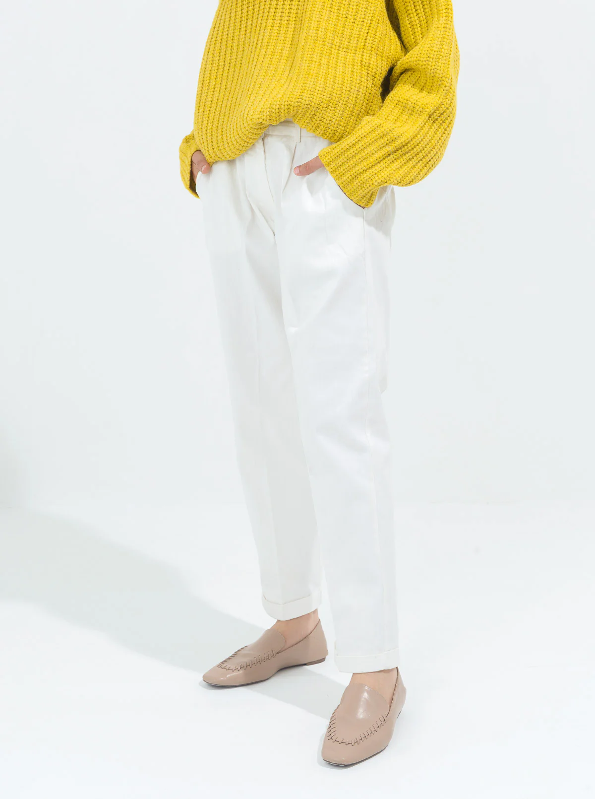 WHITE DENIM TWILL PANTS - Image 3
