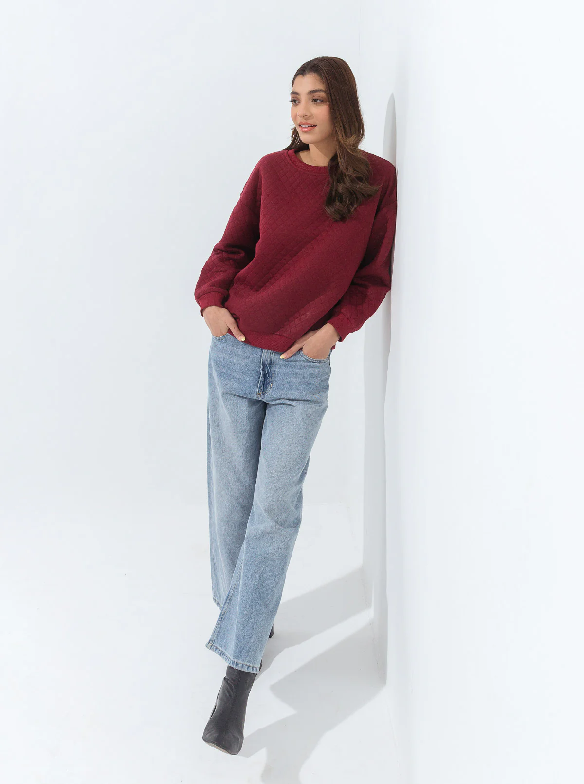 MAROON QUILTED SWEARTSHIRT - Image 2