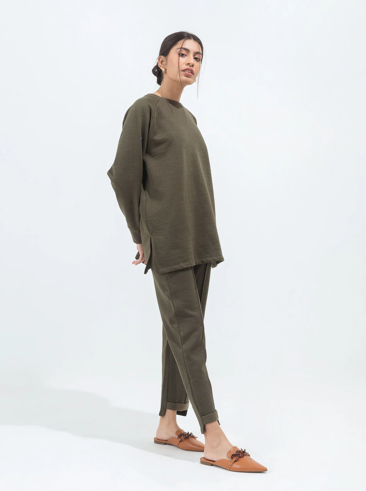 DARK OLIVE FLEECE TRACKSUIT - Image 2