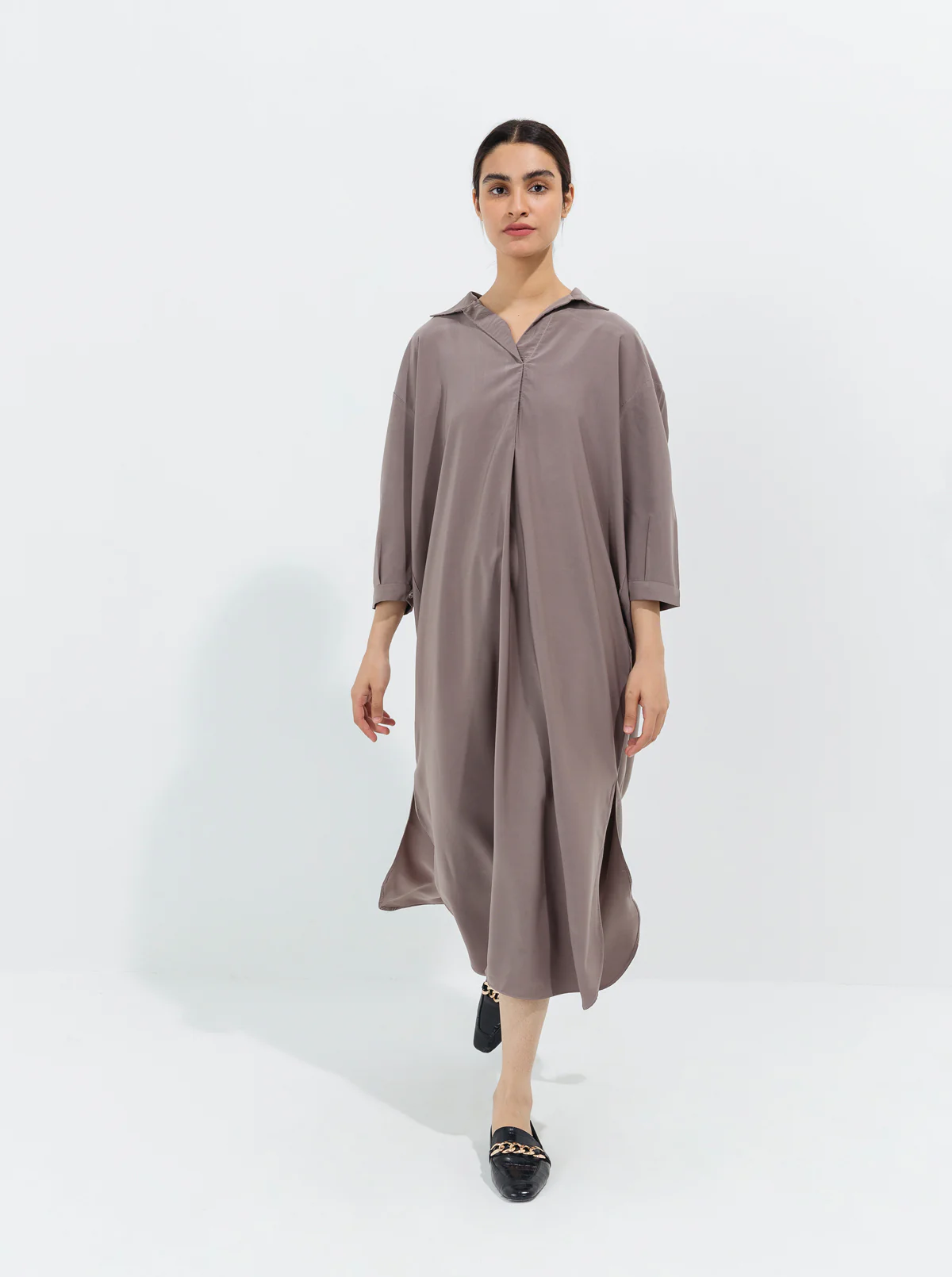 MOCHA BROWN SHIRT DRESS - Image 3