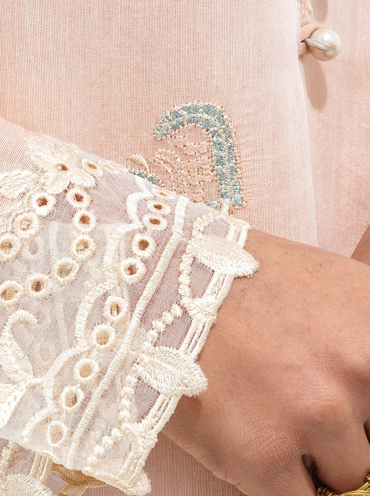 EMBROIDERED PAPER COTTON SHIRT (LUXURY PRET) - Image 4