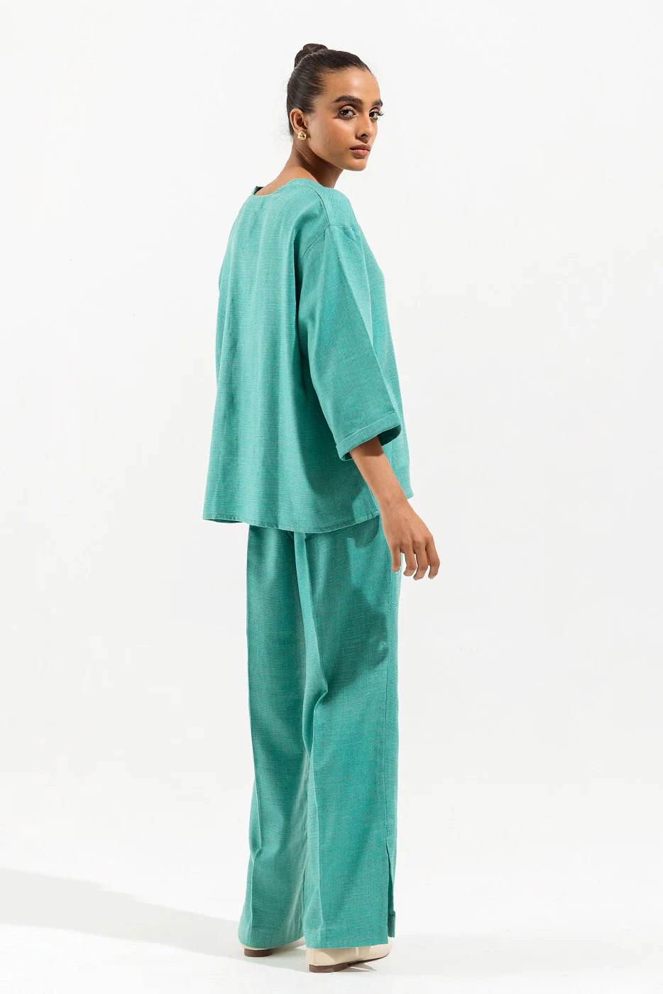 TURQUOISE BUTTONED CO-ORD SET - Image 4
