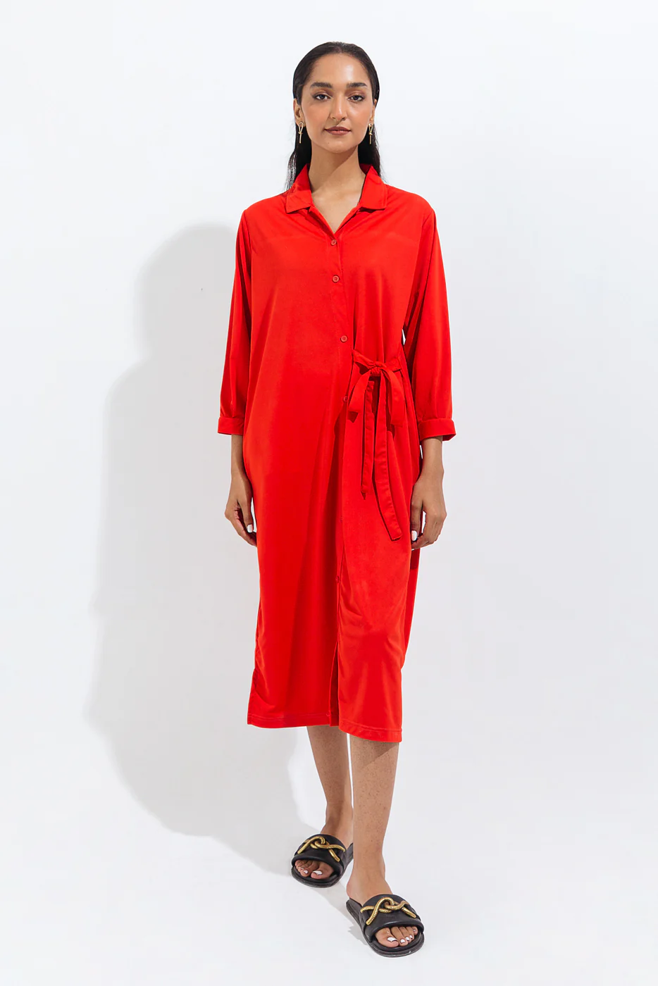 BRIGHT TANGERINE KNIT LONG TUNIC - Image 3