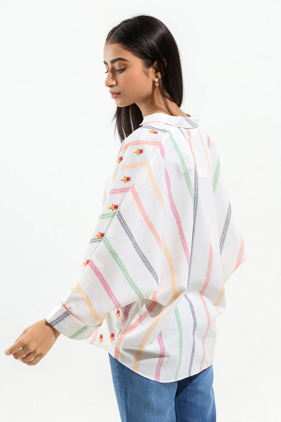 EMBROIDERED YARN DYED SHIRT (PRET) - Image 3